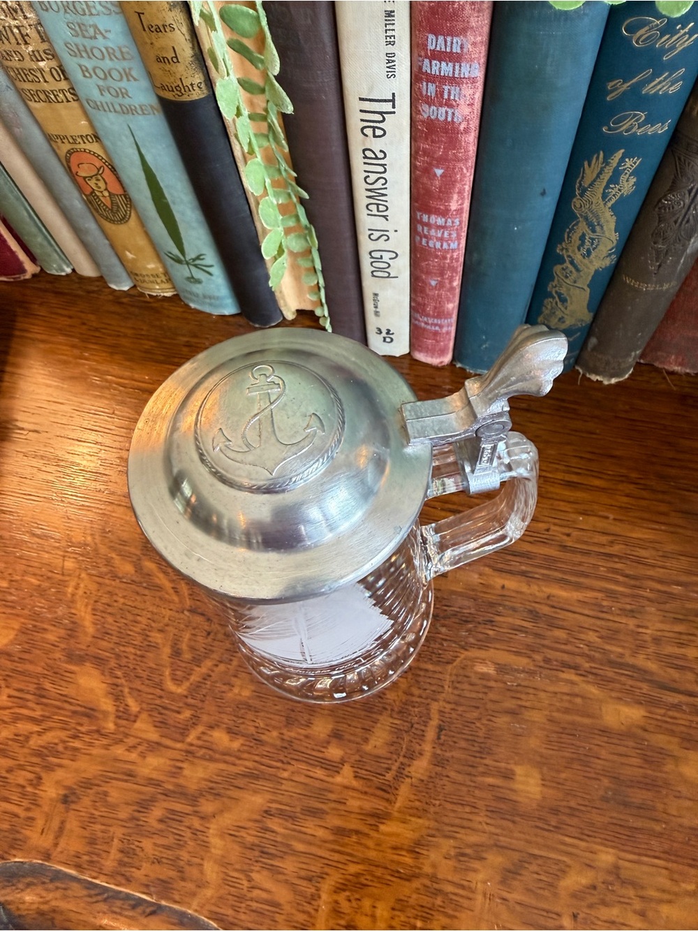 Vintage West German Beer Stein with Clipper Ship Pewter and Glass - Picture 4 of 12